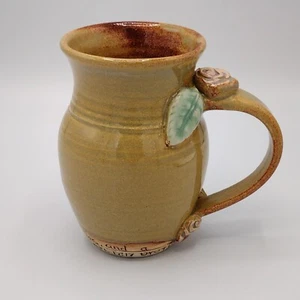 Turtleware Art Pottery 5” Scripture Coffee Mug Proverbs 17:17 Roses Brown Sage - Picture 1 of 16