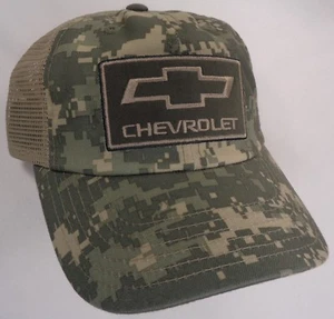 Corbata de sombrero con licencia Chevrolet Chevy madera verdadera camuflaje digital malla militar CF - Imagen 1 de 2