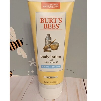 Burt's Bees 身体乳液含牛奶和蜂蜜中性至干性皮肤 6 盎司。 99.9 自然色 — 第 1/2 张图片