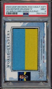 2022 Leaf Decision Volodymyr Zelenskyy World Leaders Flag Patch (PSA 9) - Picture 1 of 1