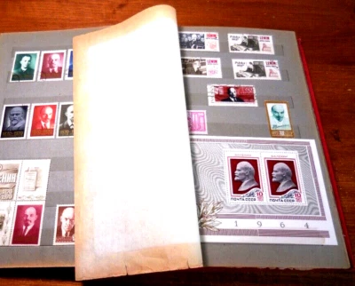 Lote de álbum de selos antigos 200+ coleção mundial Lenin figura histórica URSS - Imagem 1 de 4