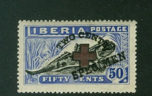 Liberia 1918 Red Cross overprint on 50c fish, SPECIMEN overprint, #B11 - Picture 1 of 1