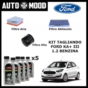 KIT TAGLIANDO FORD KA+ III 1.2 BENZINA 3 FILTRI + 5LT OLIO ORIGINALE FORD F 5W30 - Picture 1 of 2