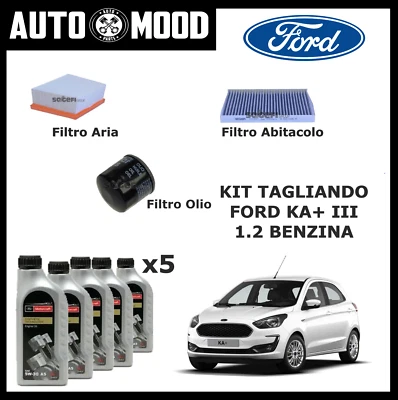 KIT TAGLIANDO FORD KA+ III 1.2 BENZINA 3 FILTRI + 5LT OLIO ORIGINALE FORD F 5W30 - Image 1 of 2