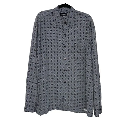 Vintage Guess Jeans Button Front Shirt Mens Size L Geometric Print 90s Rayon - Image 1 of 4