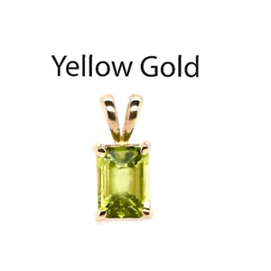 Peridot Emerald Cut 7x5mm, 0.87 Carat Pendant In 14k Yellow Gold (53673) - Picture 1 of 5
