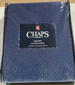 Chaps Beauport Blue 92” X 96” Full/Queen Coverlet NIP - Picture 1 of 5
