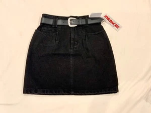 NOS Vintage 70s 80s Jordache Jeanswear All Cotton Black Belted Miniskirt Size 7 - Foto 1 di 5