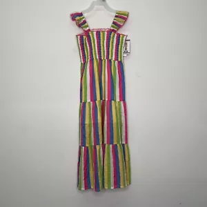 Zunie Girl Girls' Dress XS Ruffle Strap Smocked Top Striped Maxi Dress XS 4/5 - Picture 1 of 5