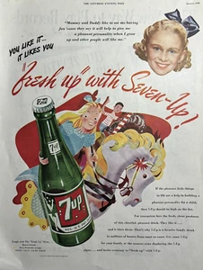 1946 7-UP Soda Fresh Family Trinkflasche Pferd You Like It Vintage Print Ad - Bild 1 von 1