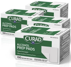 Curad Alcohol Prep Pads Swabs Wipes - 4Box 400 Counts Isopropyl Wipes Thick Pad. - Picture 1 of 7