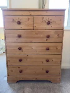 Solid Wood Chest of Drawers (6 Drawers) Bedroom Furniture - Picture 1 of 7