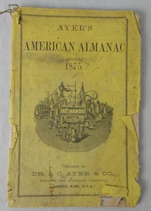 Antiguo Almanaque Americano de Ayer 1875 Dr. J C Ayer Lowell MA - Imagen 1 de 6