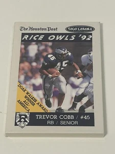 Rice Owls 1992 Football Cards Pack Trevor Cobb - Picture 1 of 4