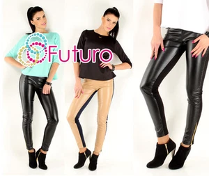 Ladies Shiny Skinny Trousers Full Lenght Womens New Leggings Eco Leather FA260 - Picture 1 of 4