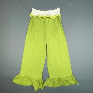 Persnickety Girls Pants 12 Years Lime Green Ruffle Hem Made USA Lettuce Trim - Picture 1 of 5