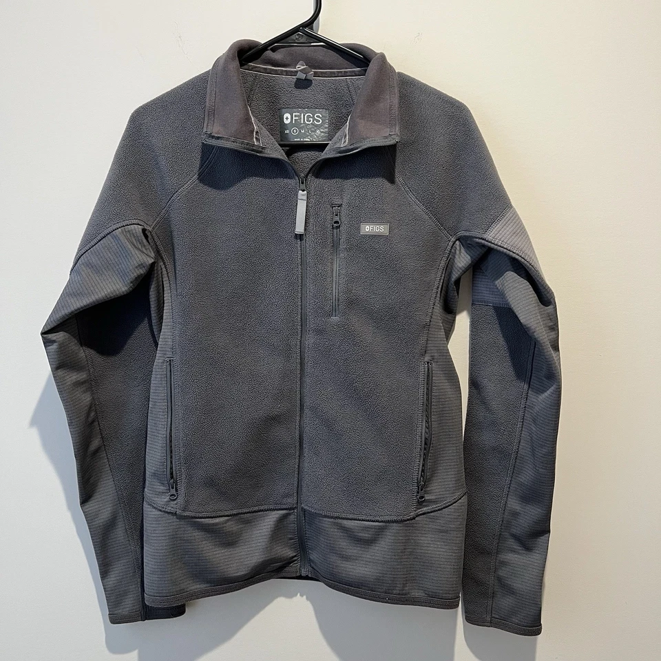 FIGS Scrubs On Shift 抓绒混合夹克小号灰色 — 第 1/4 张图片