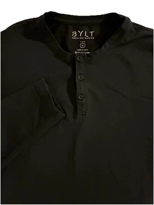 Bylt Lux Henley Shirt Men’s M Black Drop Cut Long Sleeve - Picture 1 of 8