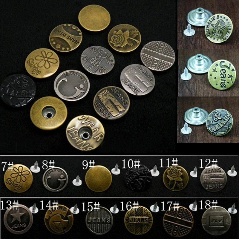 50x Jeansknöpfe Hose Knopf Buttons Knöpfe Druckknöpfe Tasten nähfrei - Bild 1 von 4