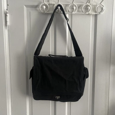 Холщовая и кожаная наплечная сумка с карманами на молнии регулируемая винтажная - Изображение 1 из 4