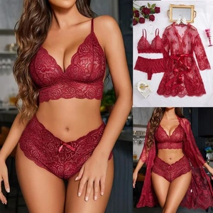 Damen Spitze Morgenmantel Dessous Höschen BH Outfits Unterwäsche Nachtwäsche Teddy Babydoll - Bild 1 von 16