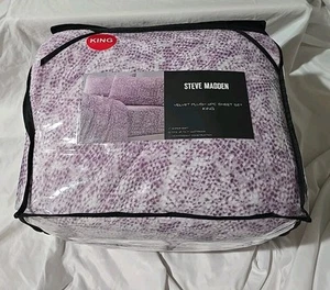 NWT Steve Madden Velvet Fleece Plush 4pc Sheet Set King Violet - Picture 1 of 7
