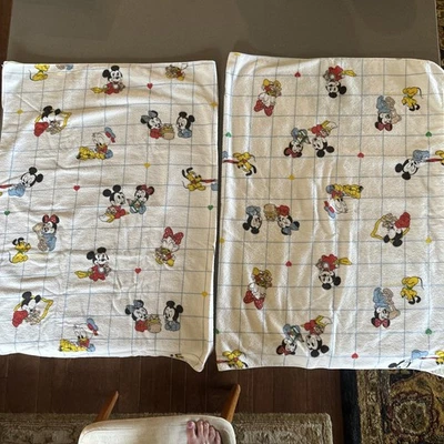 Vtg Dundee Disney Babies Flannel Receiving Blanket Hearts Mickey And Friends 84 - Image 1 of 4