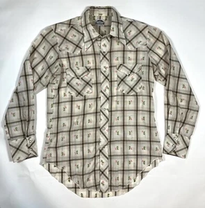 Camicia vintage Miller Western Wear 15 1/2-42 motivo floreale ricamato - Foto 1 di 10