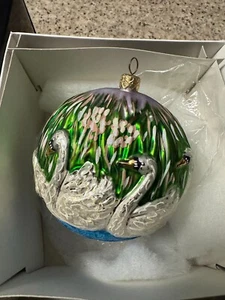 Christopher Radko 12 Days of Christmas "SEVEN SWANS A SWIMMING" Glass Ornament - Picture 1 of 2