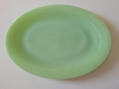 Vintage Fire King Jadeite Green Glass Oblong Oval Plate Platter Ribbed Jane Ray • 29.95$
