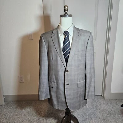 Pronto Uomo 44L Suit Blazer Men 100% Wool Super 120's Italy Tan/Gray - Pls Read - Image 1 of 4