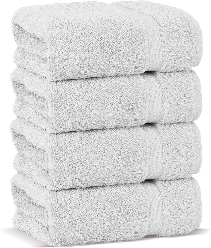 Conjunto de 4 toalhas de banho turcas 100% algodão absorvente premium macio 27x54 branco - Imagem 1 de 4