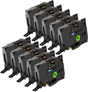 10PK Gold on Black TZ-334 TZe334 Tape Compatible For Brother P-touch 12mm Label - Bild 1 von 8
