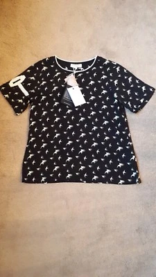 Designer Silvian Heach Ladies Birds Embellished Sports Luxe Black Multi BNWT XS - Image 1 of 3