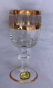 6 Vintage Crystal Gold Intricate Design Bohemian Glass Wine Glasses 5oz - Picture 1 of 3
