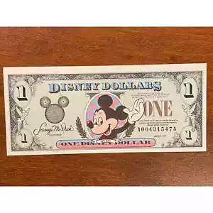 1999 Disney Dollars $ 1 winkende Mickey/Dornröschenschloss AA - Bild 1 von 2