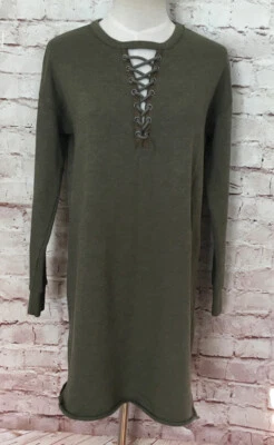 Vestido túnica American Eagle suave polar con cordones talla S manga larga verde militar NUEVO Foto 1 de 4