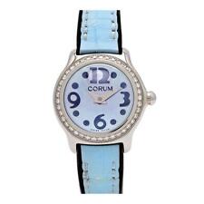 CORUM Bubble Mini 101.151.47 Quartz Diamond Light Blue Dial Leather Womens Watch