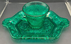 Vintage Turquoise Indiana Sandwich Pressed Glass Teacup Dish