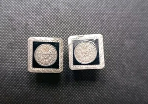 Vintage Hecho Mexico Sterling Silver & Alpaca men's Cufflinks Signed GZH - Picture 1 of 8