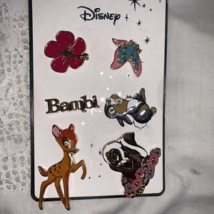 Walt Disney Home Video Bambi Thumper Flower Pin Badge X6 BNWT - Picture 1 of 2