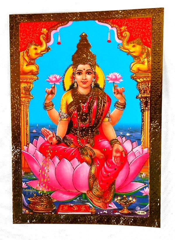 BILD  Picture Lakshmi LAXMI  Prägedruck INDIEN Altarbild 9x13 cm  s171 - Bild 1 von 1