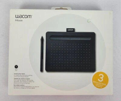 Wacom Intuos Small Graphics Drawing Tablet, 3 Bonus Software Black NEW SEALED - Image 1 of 4