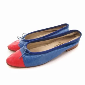 CHANEL Ballet Flats Bicolor Blue Red For Women Size 36 - 6US Heel height 1cm - Picture 1 of 9