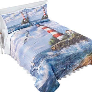Lighthouse Coastal Detailed Scene Quilt - Picture 1 of 2