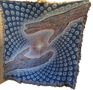 Alex Grey 2021 Psychedelic Healing Hands Knit Throw Blanket 52x50 Mandala Art - Picture 1 of 16