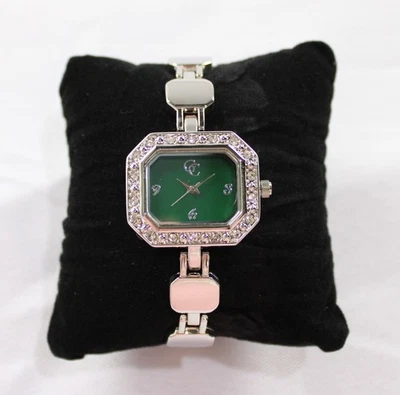 Reloj de pulsera Gold Coast para mujer con detalles de cristal cara verde SV3 platinado sistema operativo Foto 1 de 4