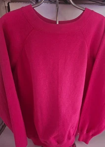 Vintage 1990's HANES HER WAY Hot Pink CREWNECK Sweatshirt Solid Cuffed Size L XL - Bild 1 von 5