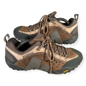Merrell Intercept Walking Shoes Mens UK 11 Brown Boulder Hiking Trail Vibram - Picture 1 of 14