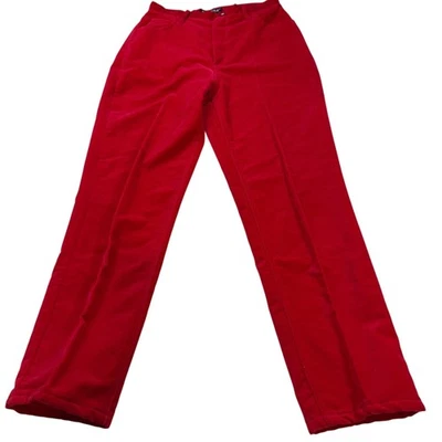 Vintage GUESS Red Velvet Pants Size 32 High Waist 90s Straight Leg Cotton - Image 1 of 4